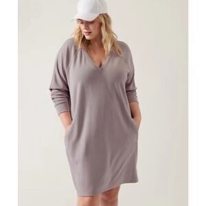 Athleta Seasoft Dress Pullover V Neck Long Sleeve Womens M Athletic Lounge